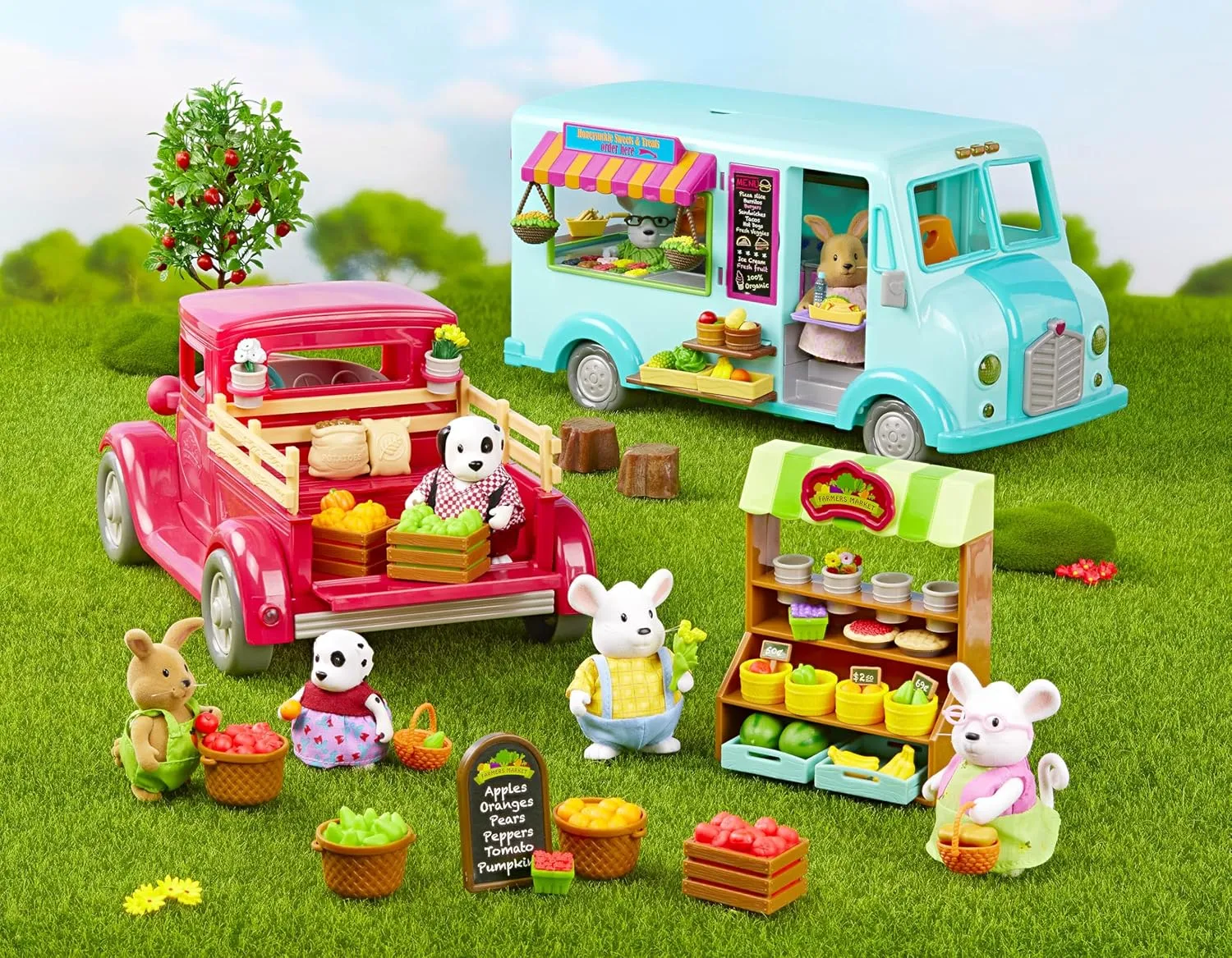Li’l Woodzeez – Farmer's Truck Playset – Doll Playset Includes Toy Truck, Miniature Food & Accessories – Compatible with Doll Figures – Pretend Play Gift Toy for Kids Age 3 