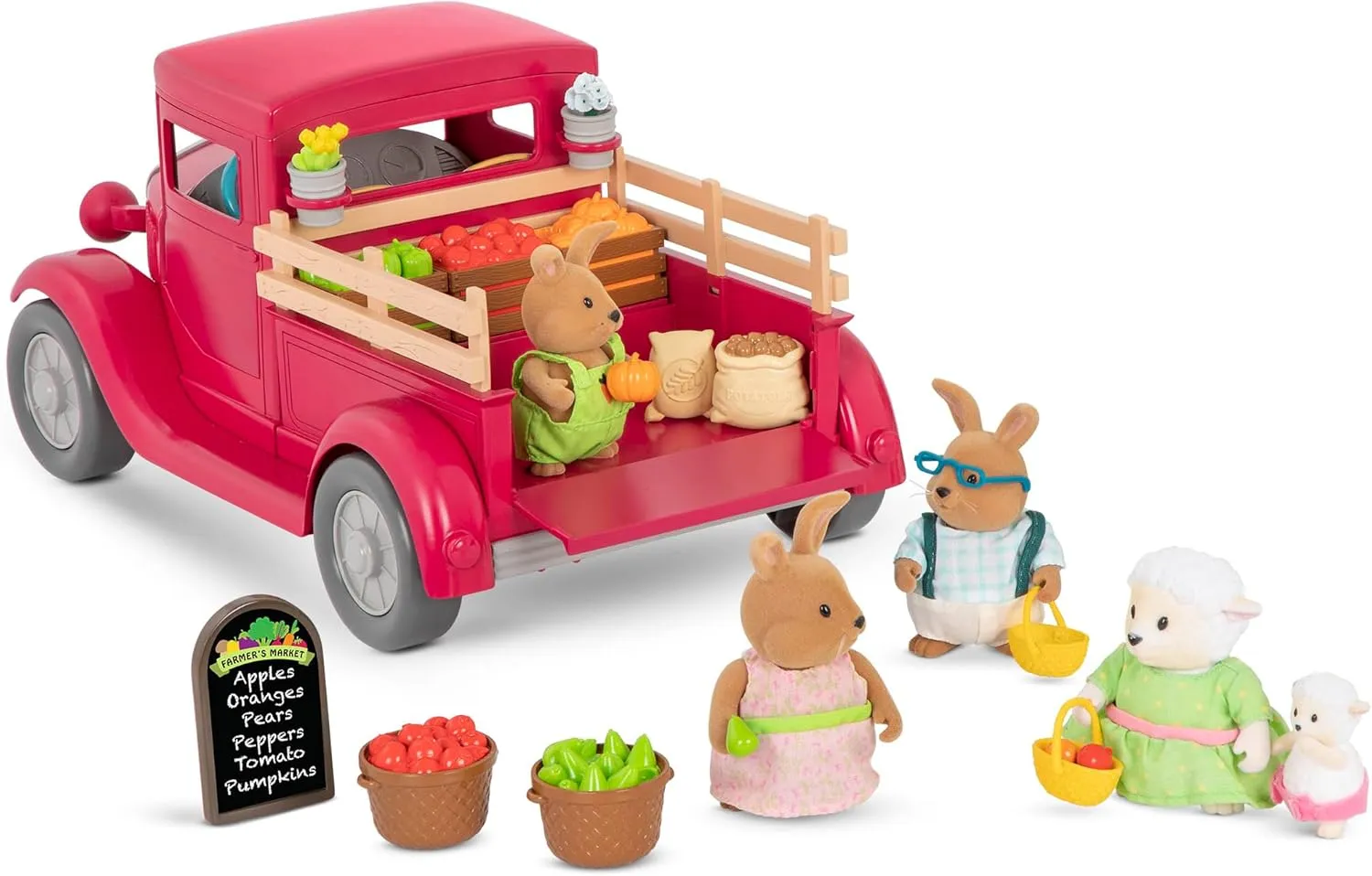 Li’l Woodzeez – Farmer's Truck Playset – Doll Playset Includes Toy Truck, Miniature Food & Accessories – Compatible with Doll Figures – Pretend Play Gift Toy for Kids Age 3 