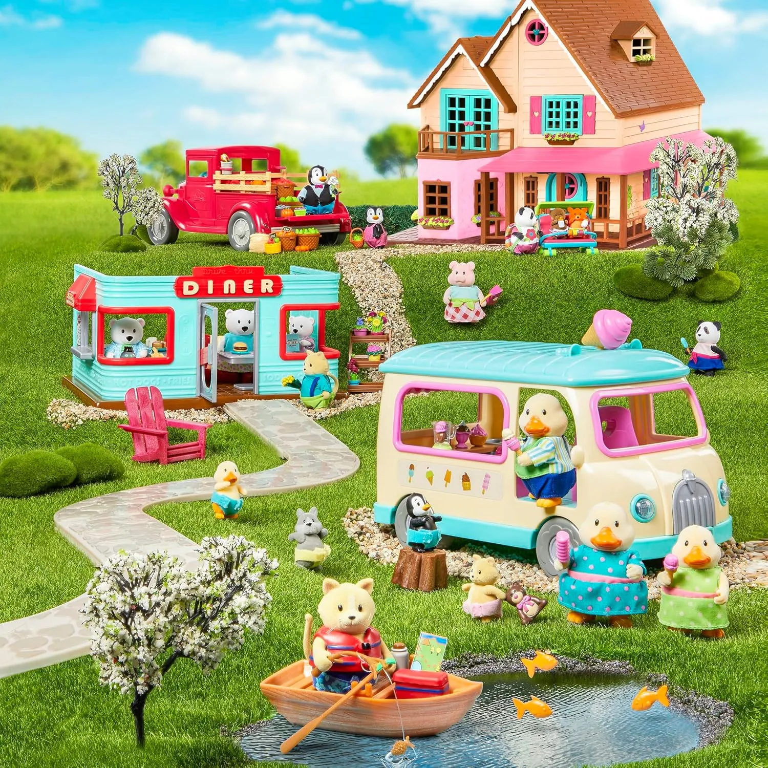 Li’l Woodzeez – Farmer's Truck Playset – Doll Playset Includes Toy Truck, Miniature Food & Accessories – Compatible with Doll Figures – Pretend Play Gift Toy for Kids Age 3 