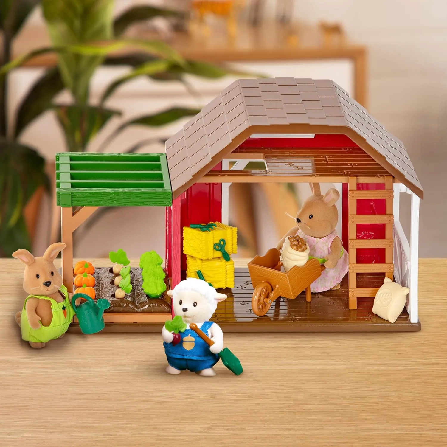 Li’l Woodzeez – Happy Harvest Farm Playset – 20 Pcs Doll Playset with Farmer & Garden Accessories – Pretend Play Toy Barn for Kids Age 3 