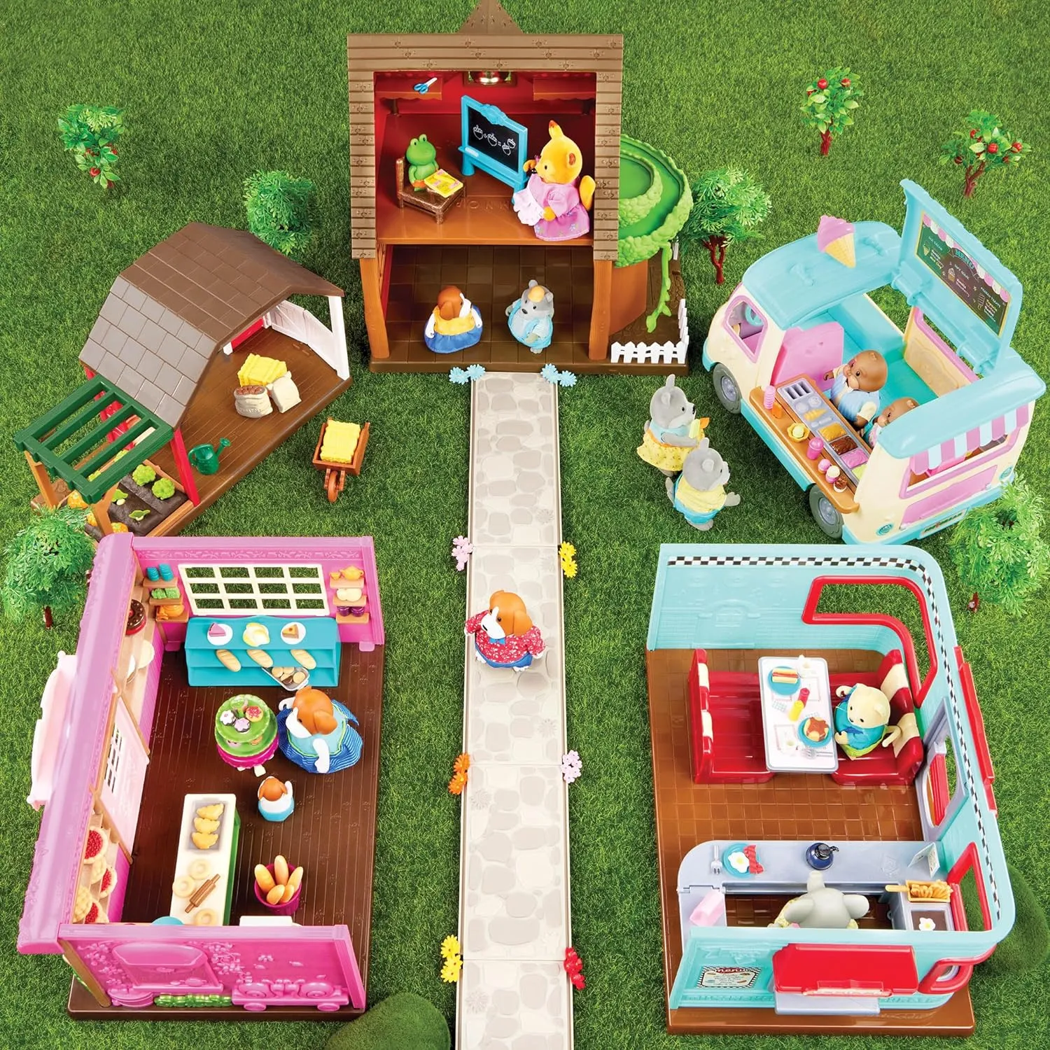 Li’l Woodzeez – Happy Harvest Farm Playset – 20 Pcs Doll Playset with Farmer & Garden Accessories – Pretend Play Toy Barn for Kids Age 3 