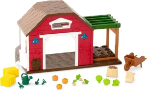 Li’l Woodzeez – Happy Harvest Farm Playset – 20 Pcs Doll Playset with Farmer & Garden Accessories – Pretend Play Toy Barn for Kids Age 3 