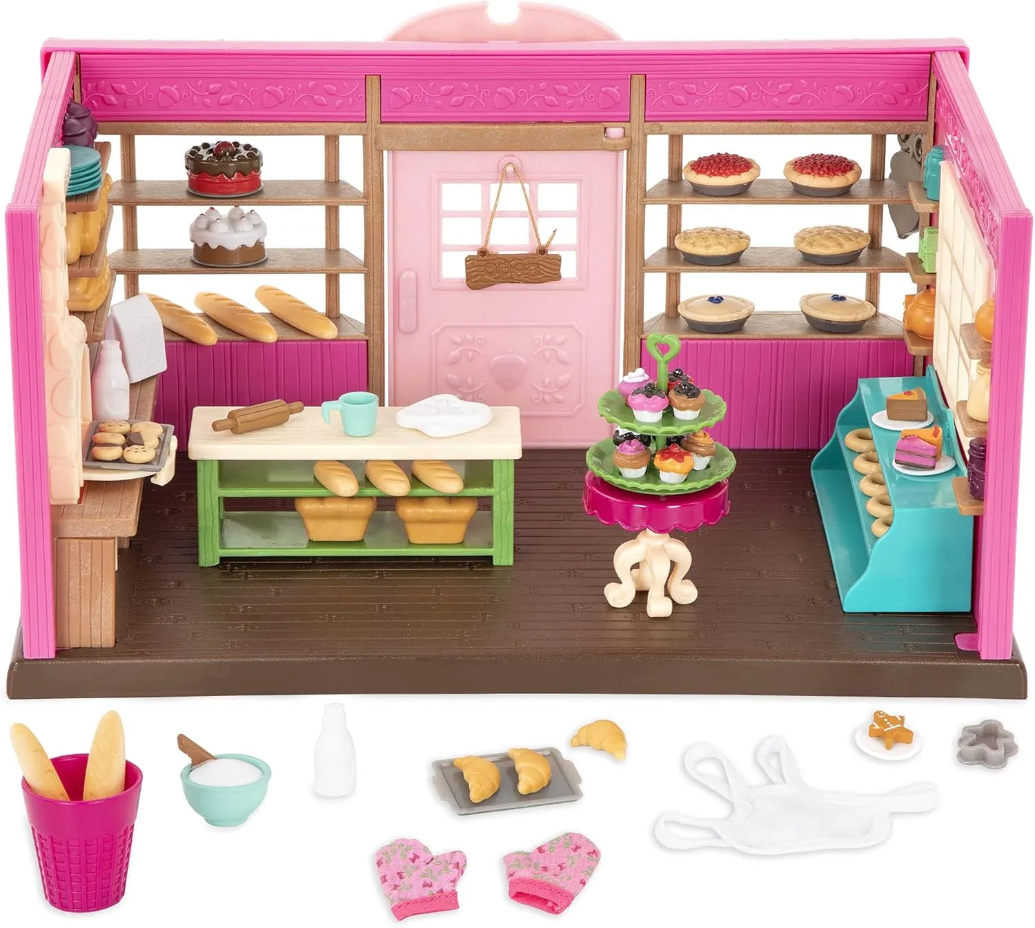 Li’l Woodzeez – Tickle-Your-Taste-Buds Bakery – Dollhouse Playset with Furnitures & Accessories – Pretend Play Toy for Kids Age 3 