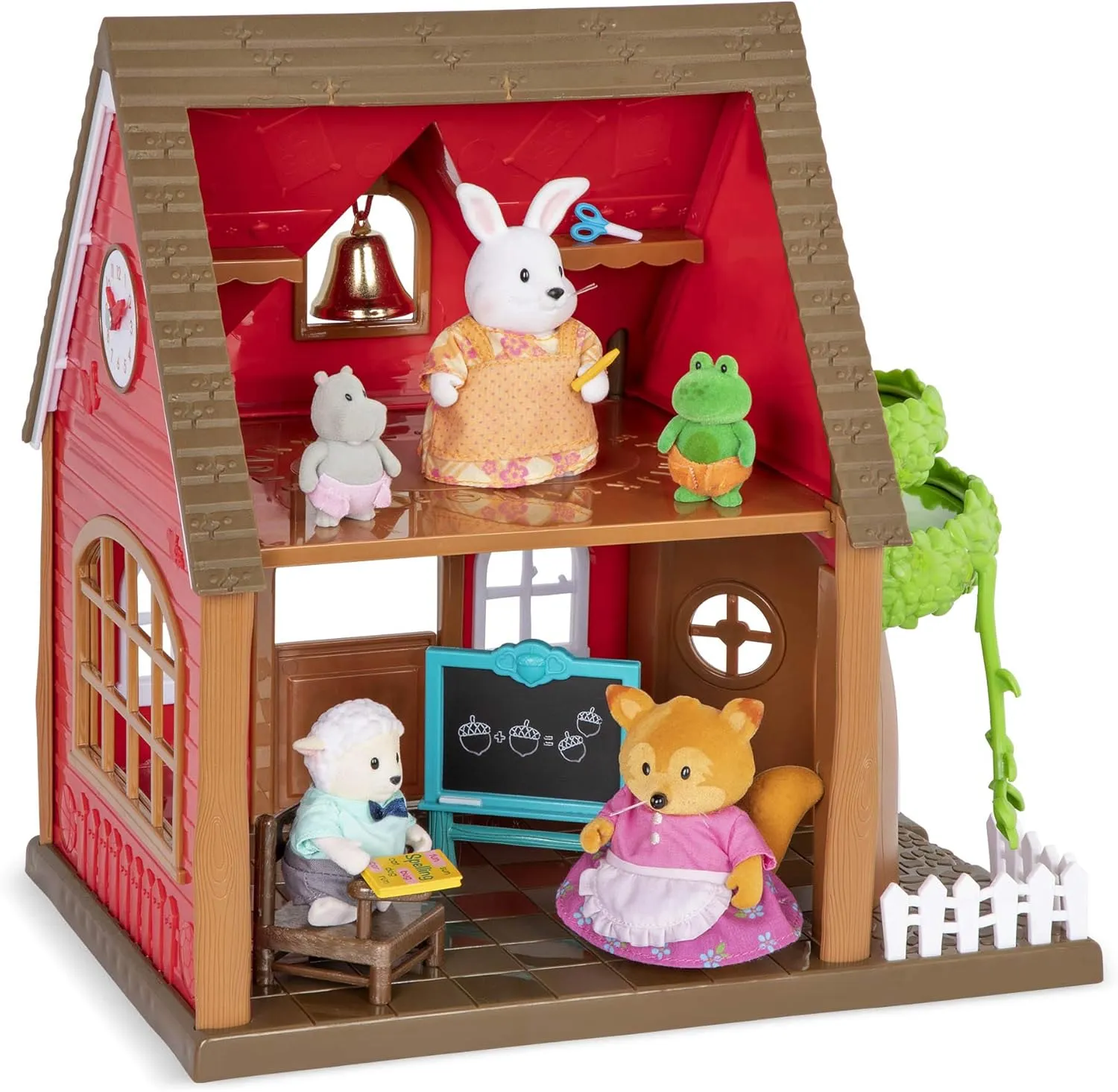 Li’l Woodzeez – Woodland Schoolhouse – Dollhouse Playset – 1 Doll Figure, Miniature Furnitures & Accessories Included - Pretend Play for Kids Age 3 