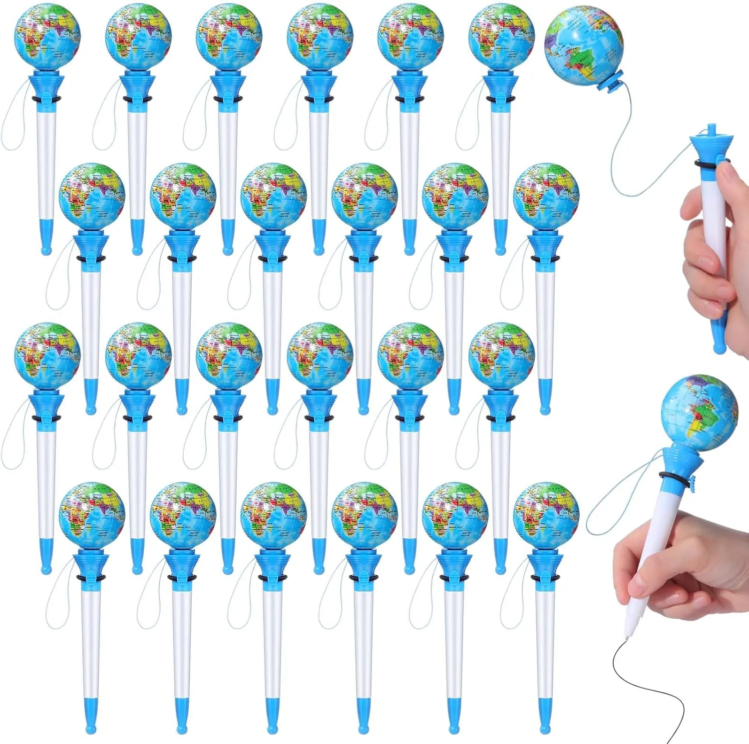 Lincia 24 Pcs Funny Globe Pens Bulk Novelty Earth Hoop Ballpoint Black World Ballpoint Pens Earth Festival Favor Pens for Student Office School Supplies Desk Decor