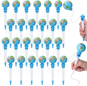 Lincia 24 Pcs Funny Globe Pens Bulk Novelty Earth Hoop Ballpoint Black World Ballpoint Pens Earth Festival Favor Pens for Student Office School Supplies Desk Decor
