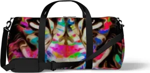 Lion Head Creative Abstract Element on Sports Bag Tote Bag Waterproof Gym Bag with Shoulder Strap Zipper 2 Side Pockets for Men and Women, Travel and Storage Shoulder Bag.