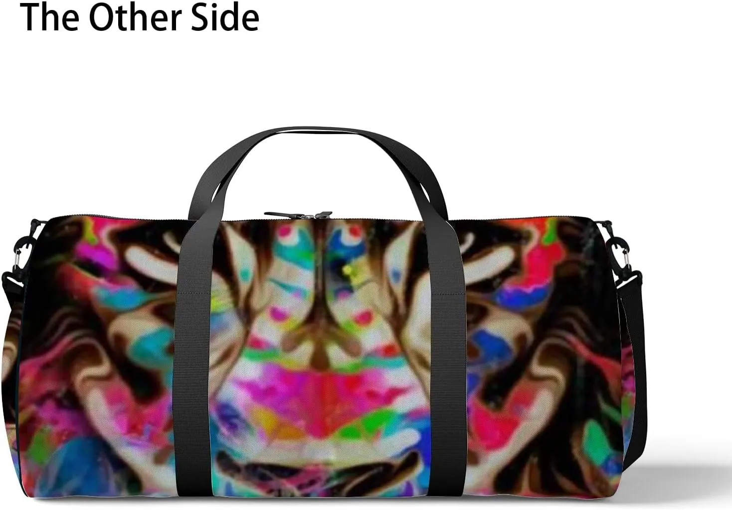 Lion Head Creative Abstract Element on Sports Bag Tote Bag Waterproof Gym Bag with Shoulder Strap Zipper 2 Side Pockets for Men and Women, Travel and Storage Shoulder Bag.