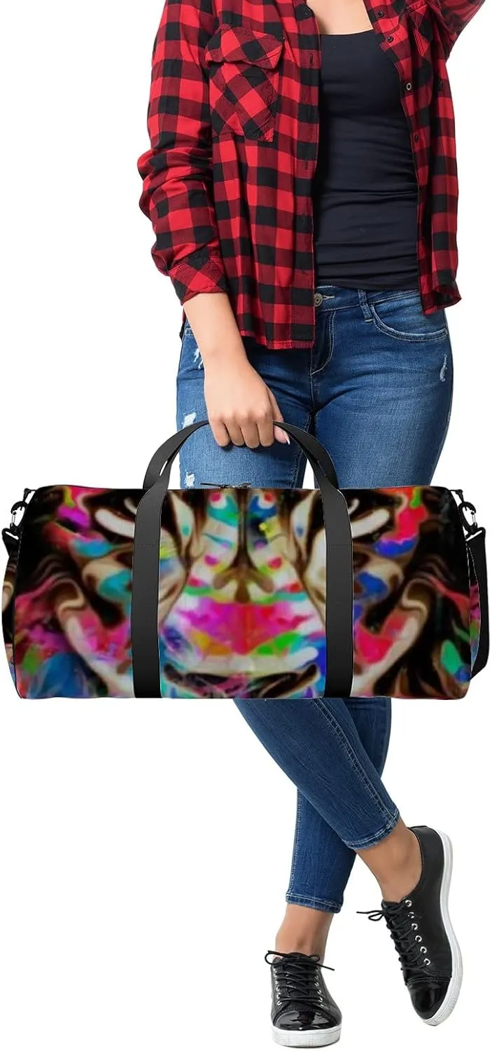 Lion Head Creative Abstract Element on Sports Bag Tote Bag Waterproof Gym Bag with Shoulder Strap Zipper 2 Side Pockets for Men and Women, Travel and Storage Shoulder Bag.
