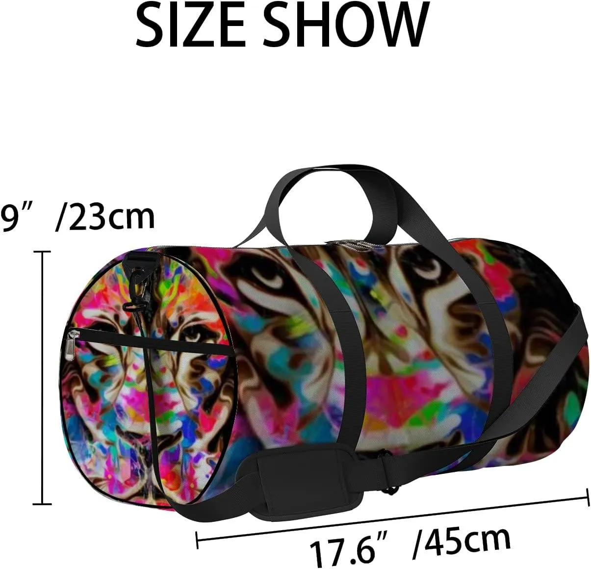 Lion Head Creative Abstract Element on Sports Bag Tote Bag Waterproof Gym Bag with Shoulder Strap Zipper 2 Side Pockets for Men and Women, Travel and Storage Shoulder Bag.