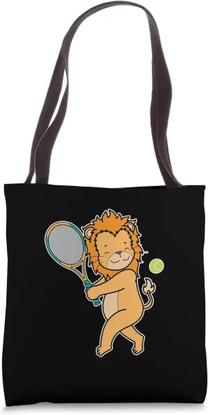 Lion plays Tennis Tote Bag