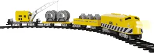 Lionel Battery-Operated Construction Toy Train Set with Locomotive, Train Cars, Track & Remote with Authentic Train Sounds, & Lights for Kids 4 
