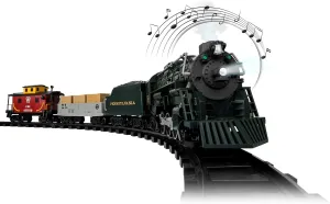 Lionel Battery-Operated Pennsylvania Flyer Freight Toy Train Set with Bluetooth, Locomotive, Train Cars, & Track with Authentic Train Sounds, Lights, & Water Vapor Smoke Effects for Kids 4 