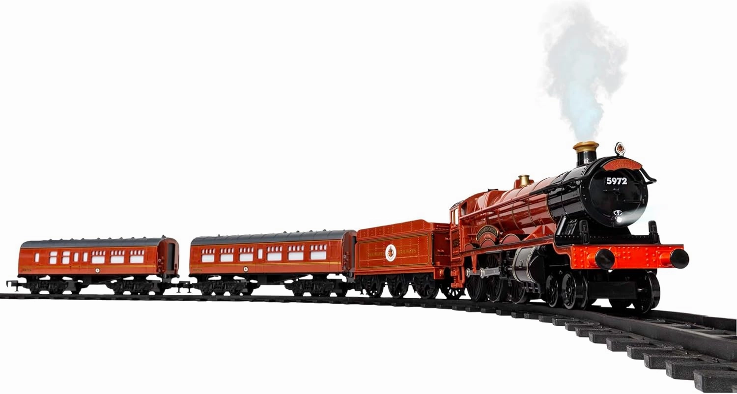 Lionel Battery-Operated Hogwarts Express Toy Train Set with Bluetooth, Locomotive, Train Cars, & Track with Authentic Train Sounds, Lights, & Water Vapor Smoke Effects for Kids 4 