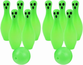 LOGOFUN Glowing Bowling Set Halloween Bowling Pins Glow in The Dark Bowling Kit for Fun Family Party Lawn Yard Sports Games