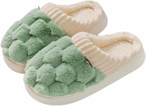 Loizziuy Women's Fuzzy Cotton Slippers Cute Cotton Ball Shape All Seasons Indoor Home Anti-slip Warmth with Fluffy Couples Edition