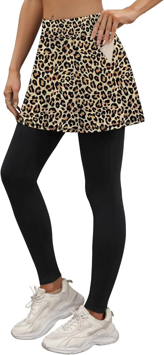 LouKeith Skirted Leggings for Women Athletic Skirt with Leggings Yoga Running Golf Tennis Skirts with 4 Pockets
