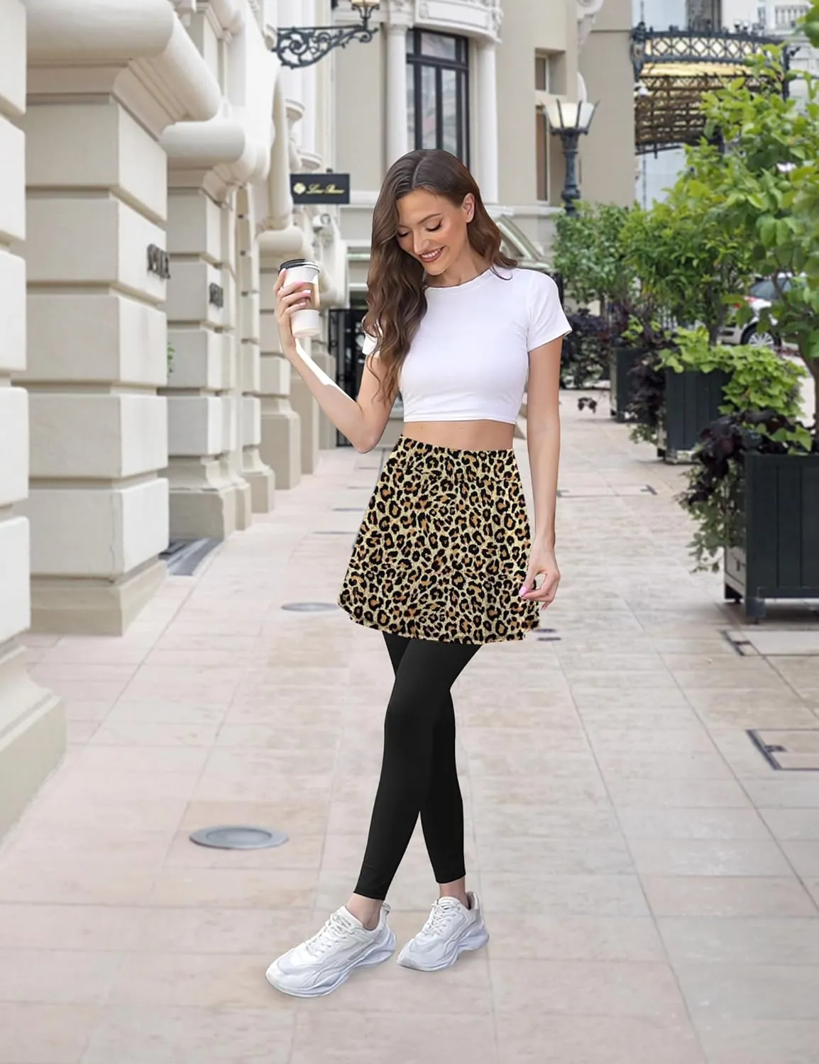 LouKeith Skirted Leggings for Women Athletic Skirt with Leggings Yoga Running Golf Tennis Skirts with 4 Pockets