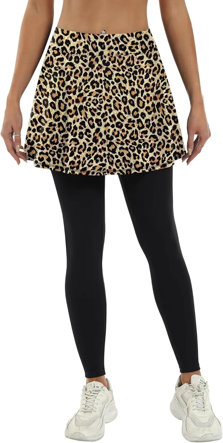 LouKeith Skirted Leggings for Women Athletic Skirt with Leggings Yoga Running Golf Tennis Skirts with 4 Pockets