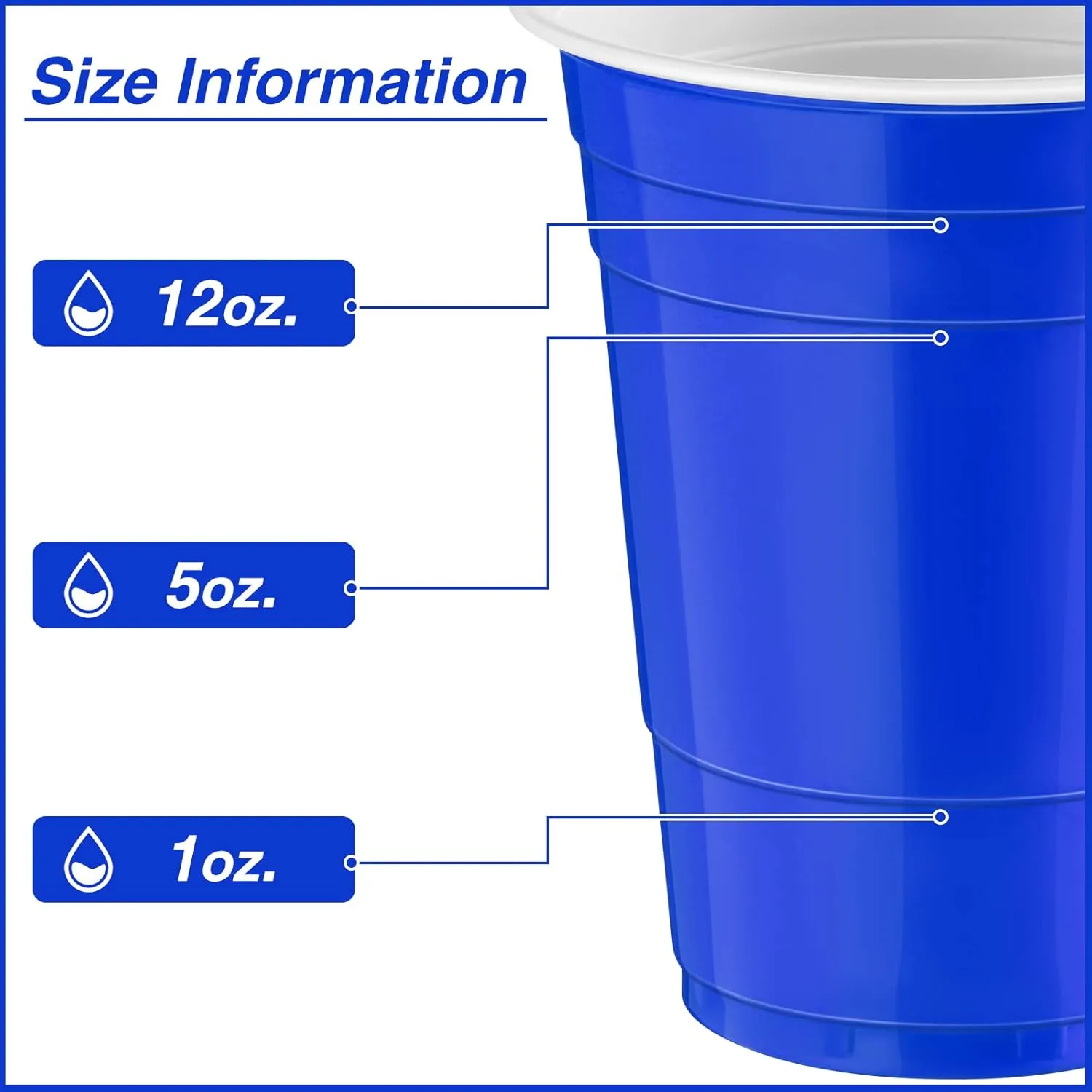 Lounsweer 100 Pack 16 Ounce Plastic Party Cups Disposable Heavy Duty Drinking Water Cups for Wedding New Year Baby Shower Festival Picnics Barbecues Supplies(Blue)