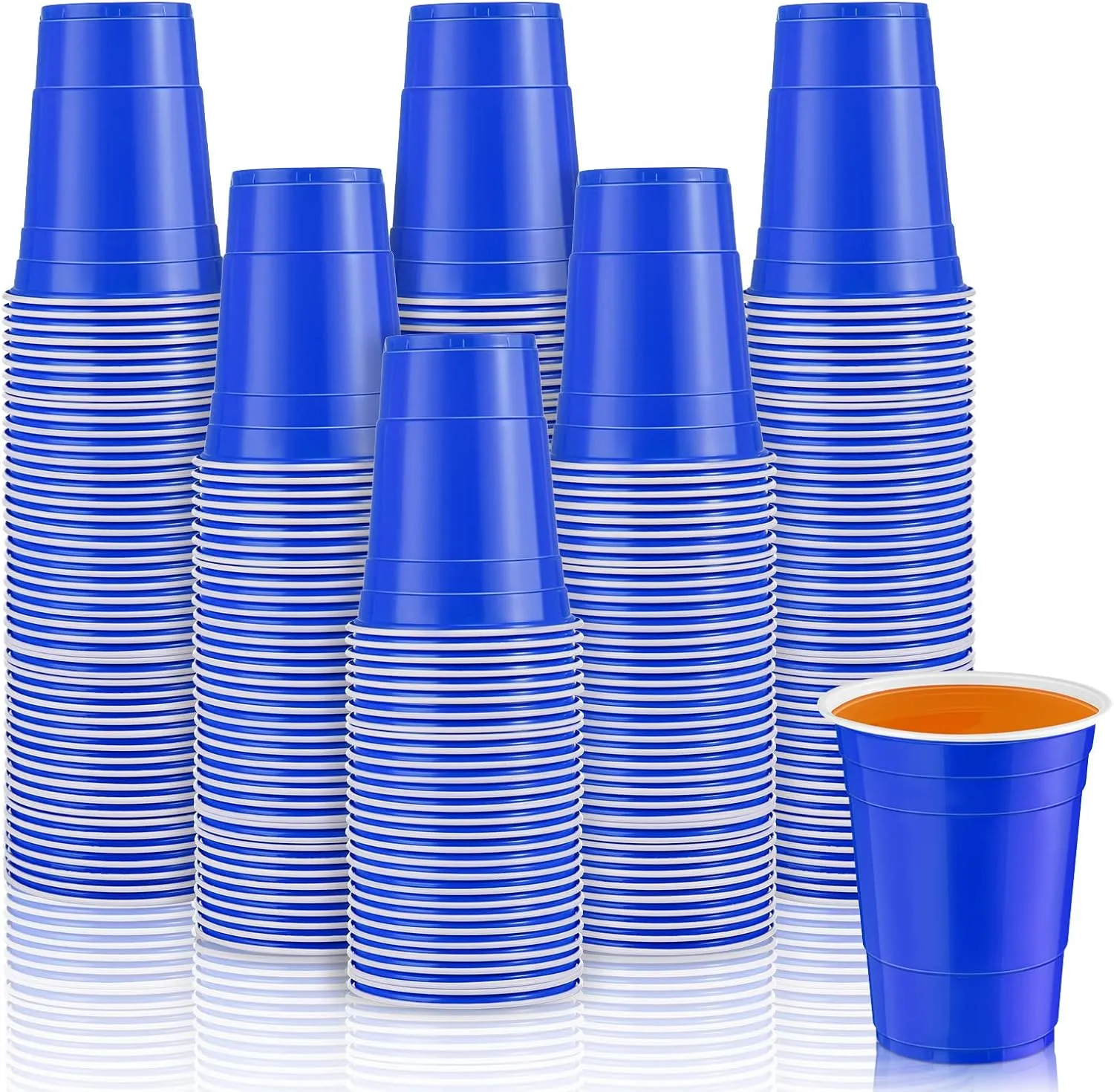 Lounsweer 100 Pack 16 Ounce Plastic Party Cups Disposable Heavy Duty Drinking Water Cups for Wedding New Year Baby Shower Festival Picnics Barbecues Supplies(Blue)