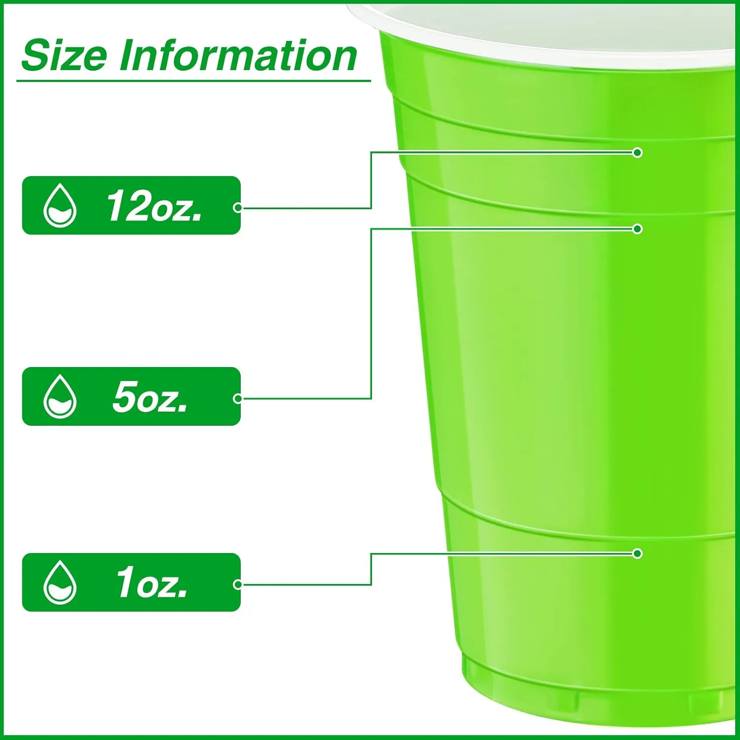 Lounsweer 100 Pack 16 Ounce Plastic Party Cups Disposable Heavy Duty Drinking Water Cups for Wedding New Year Baby Shower Festival Picnics Barbecues Supplies(Fluorescent Green)