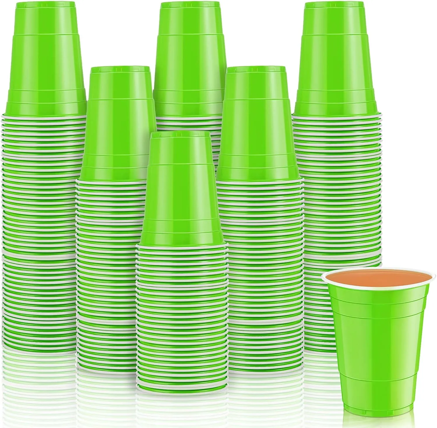 Lounsweer 100 Pack 16 Ounce Plastic Party Cups Disposable Heavy Duty Drinking Water Cups for Wedding New Year Baby Shower Festival Picnics Barbecues Supplies(Fluorescent Green)
