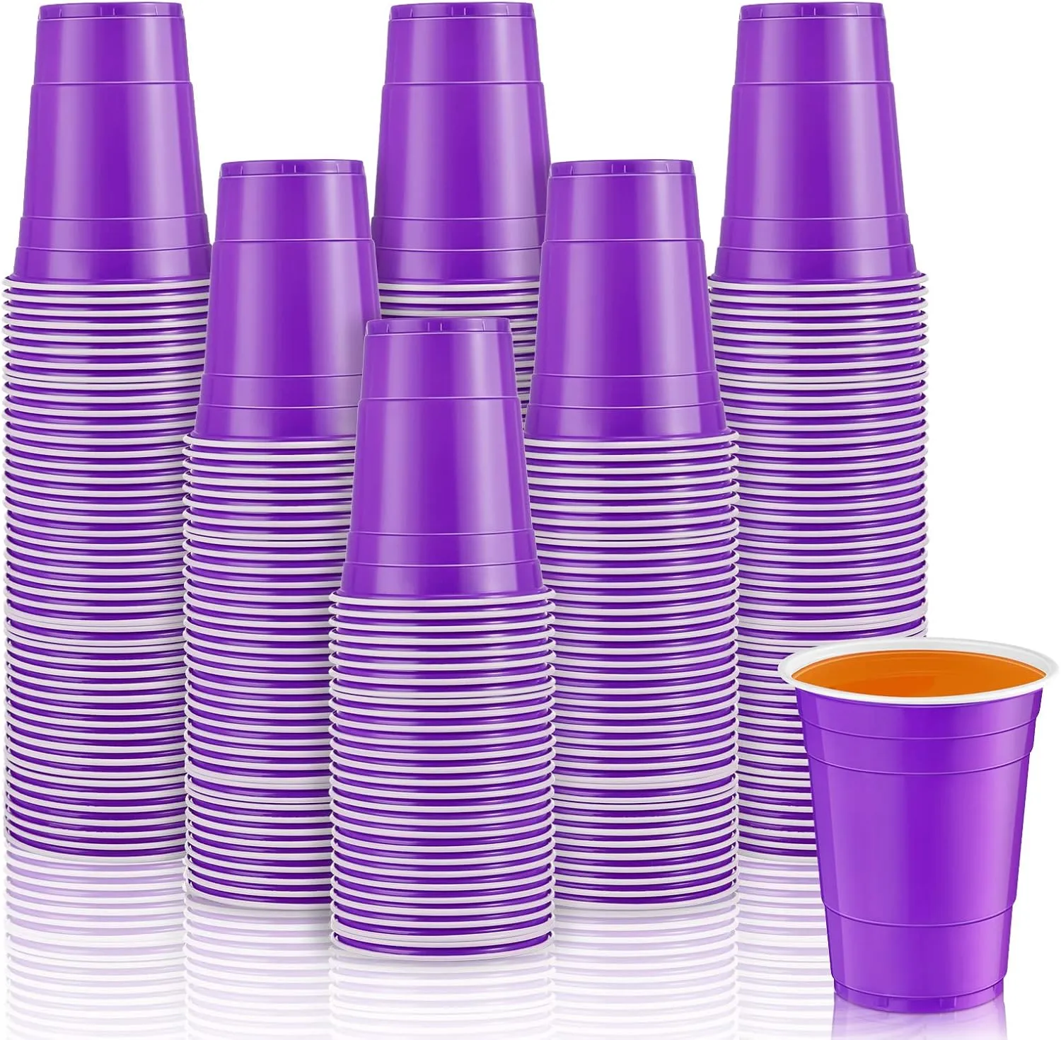 Lounsweer 100 Pack 16 Ounce Plastic Party Cups Disposable Heavy Duty Drinking Water Cups for Wedding New Year Baby Shower Festival Picnics Barbecues Supplies(Purple)