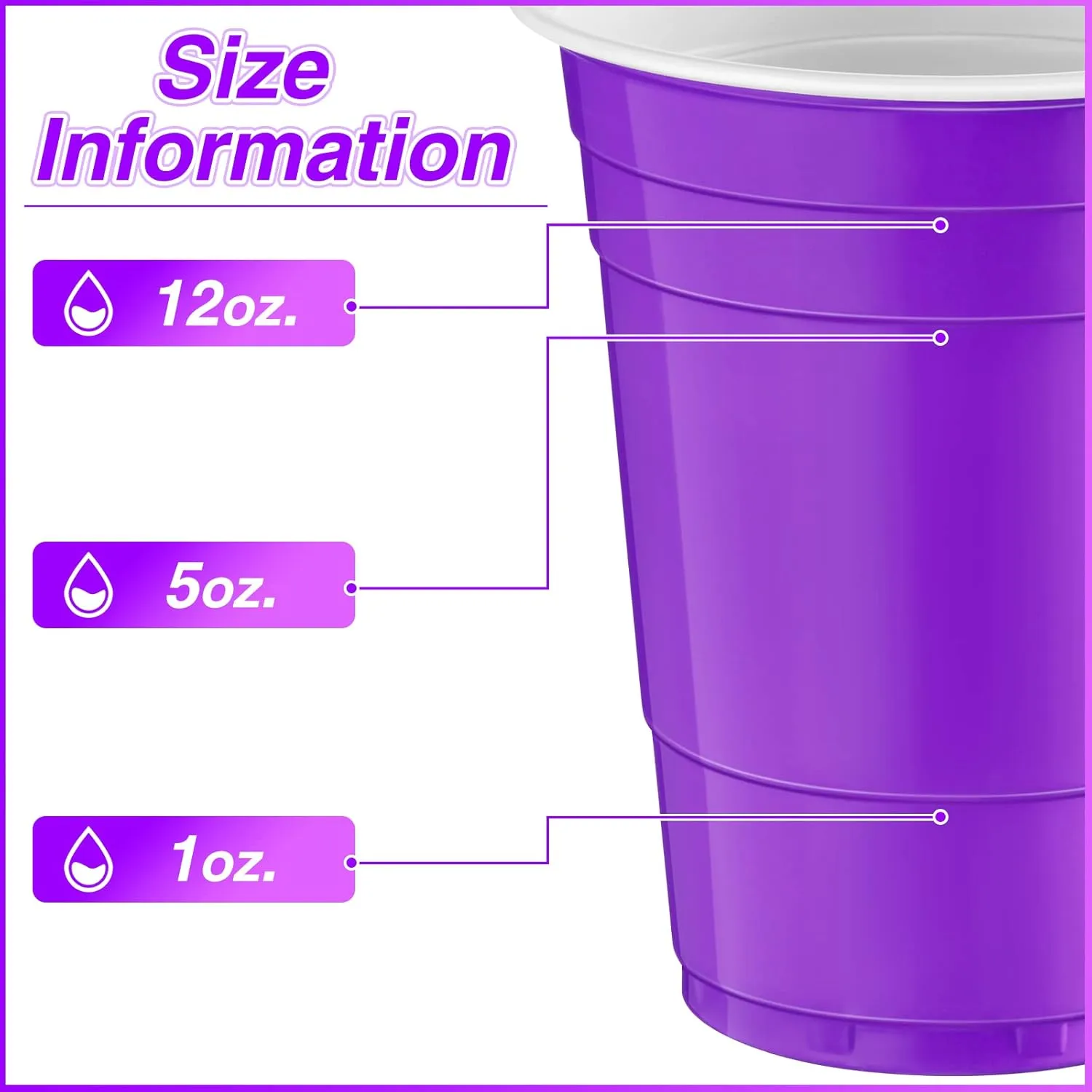 Lounsweer 100 Pack 16 Ounce Plastic Party Cups Disposable Heavy Duty Drinking Water Cups for Wedding New Year Baby Shower Festival Picnics Barbecues Supplies(Purple)