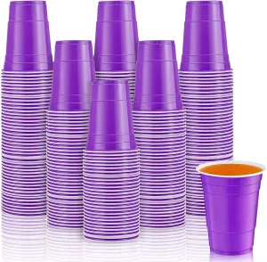 Lounsweer 100 Pack 16 Ounce Plastic Party Cups Disposable Heavy Duty Drinking Water Cups for Wedding New Year Baby Shower Festival Picnics Barbecues Supplies(Purple)