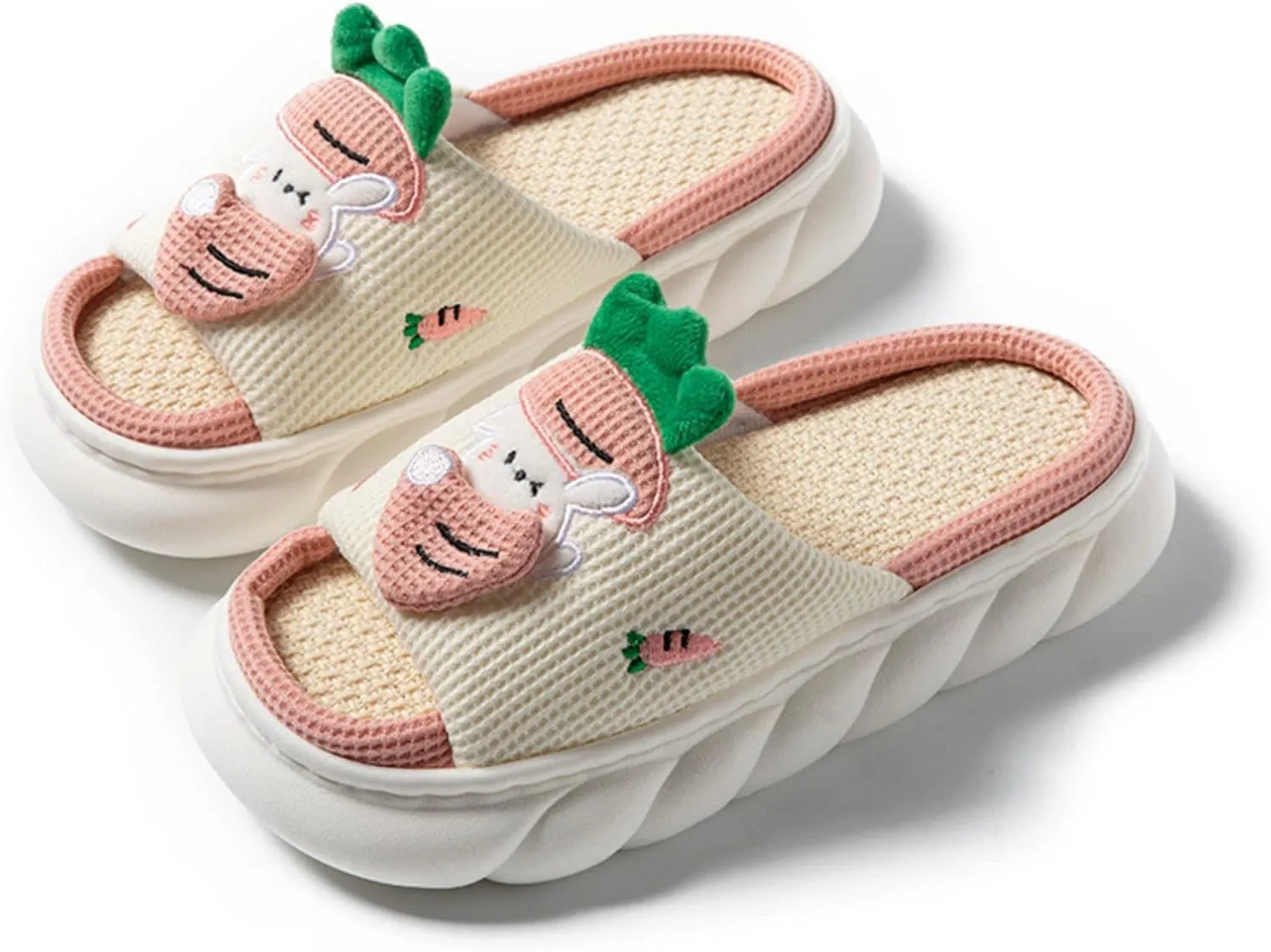 Lovely Rabbit Slippers Cow Linen Slippers, Animal slippers Summer Cotton Linen Couple Home Shoes Indoor Outdoor