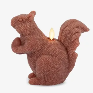 Luminara Flameless Home Decor - Squirrel Figural LED Candle Natural Color, Tortoise Shell, 6" x 5.6" Real Wax Moving Flame Battery Operated w/Timer