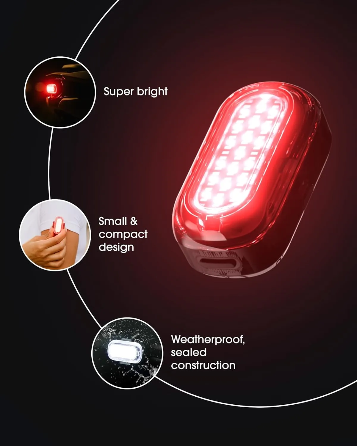 Lumos Firefly Mini Smart Bike Light System,Sync Turn Signal & Brake Lights, Rechargeable LED Front & Rear Lights with Custom Brightness, Flash Patterns, Bicycle Accessories for Night Riding