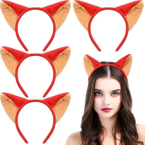 Lurrose 4pcs Cartoon Fox Ear Hair Hoop Cute Halloween Cosplay Party Costume Headbands Headwear for Children Kids Girls Women
