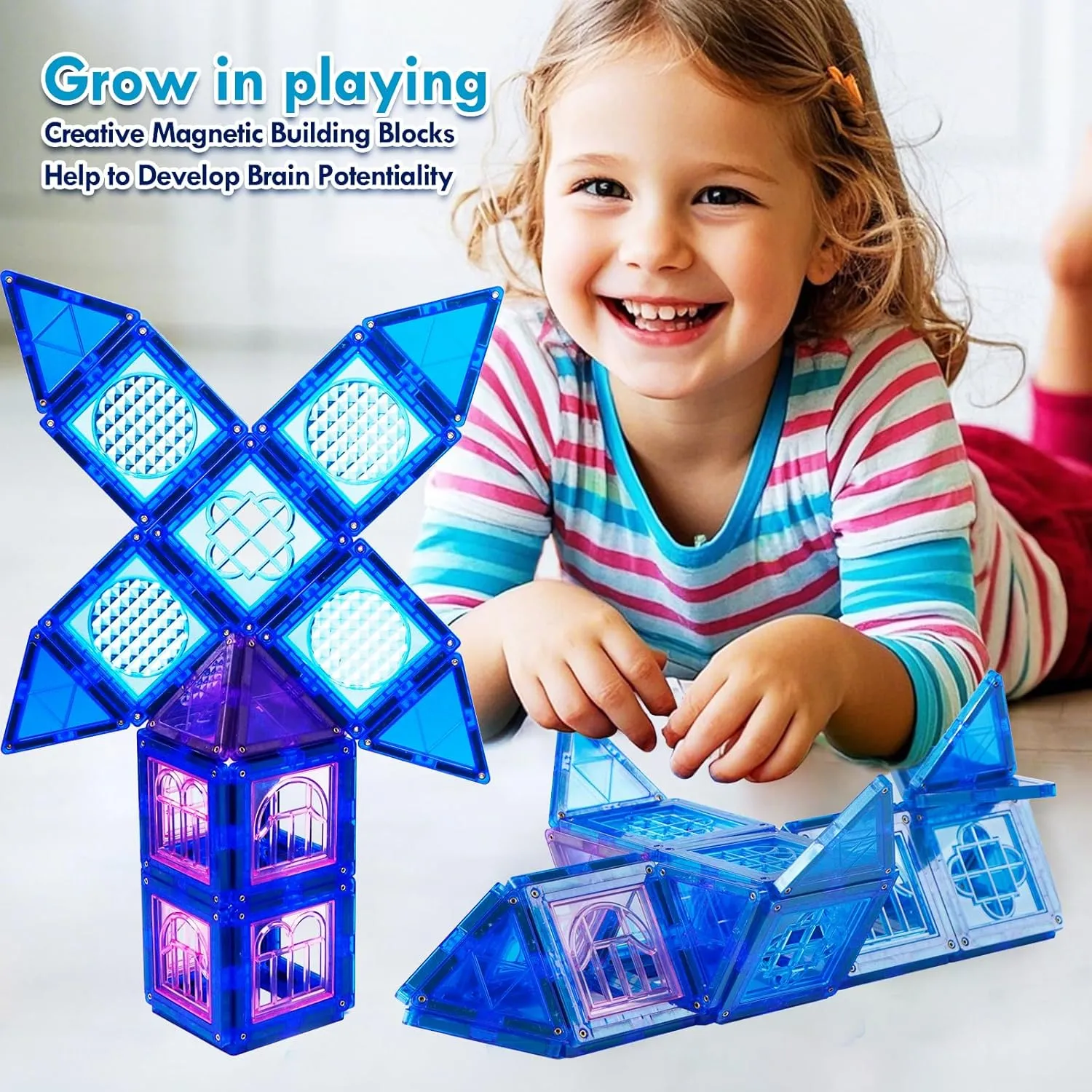 MAGBLOCK 102pcs Magnetic Tiles Magnet Toy Building Blocks for 3 4 5 6 7 8 Years Old Girls Birthday Gifts Preschool STEM Educational Toys