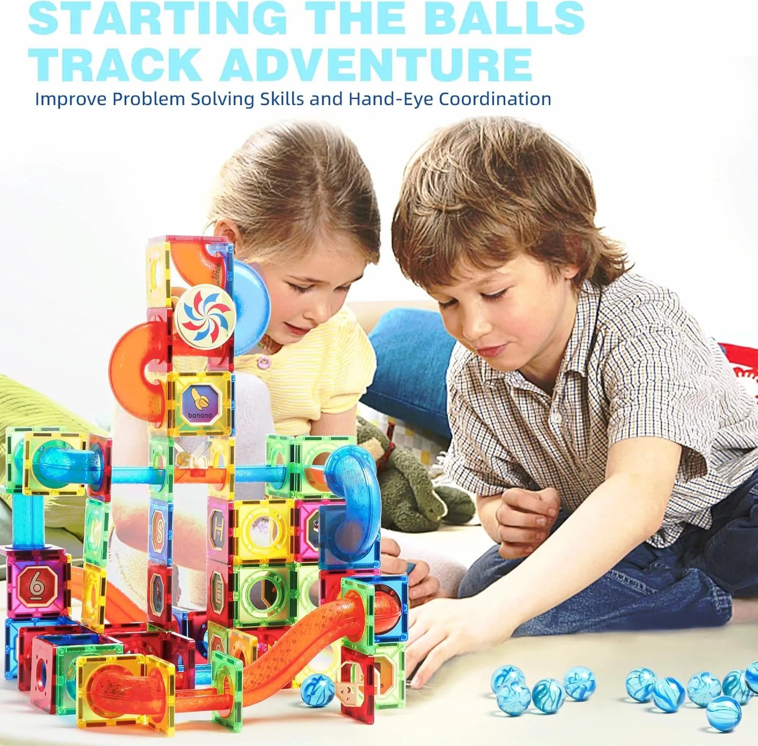 MAGBLOCK Magnetic Tiles 176Pcs Marble Run Children's Educational Toys for Developing Mathmatics and Physics Skills and for Developing Creativity and Imagination Toys for Kids Age 8 9 10  Years Old