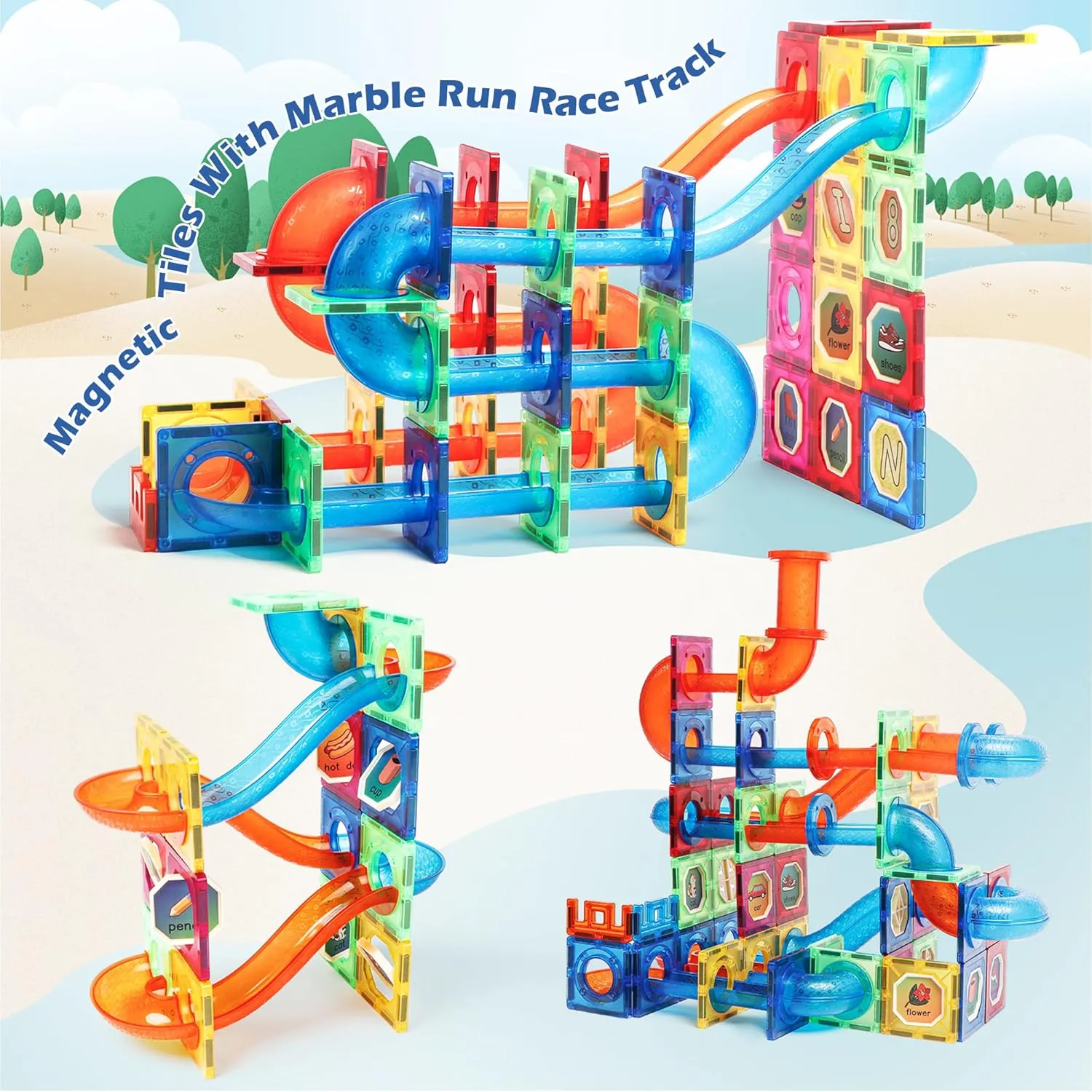 MAGBLOCK Magnetic Tiles 176Pcs Marble Run Children's Educational Toys for Developing Mathmatics and Physics Skills and for Developing Creativity and Imagination Toys for Kids Age 8 9 10  Years Old