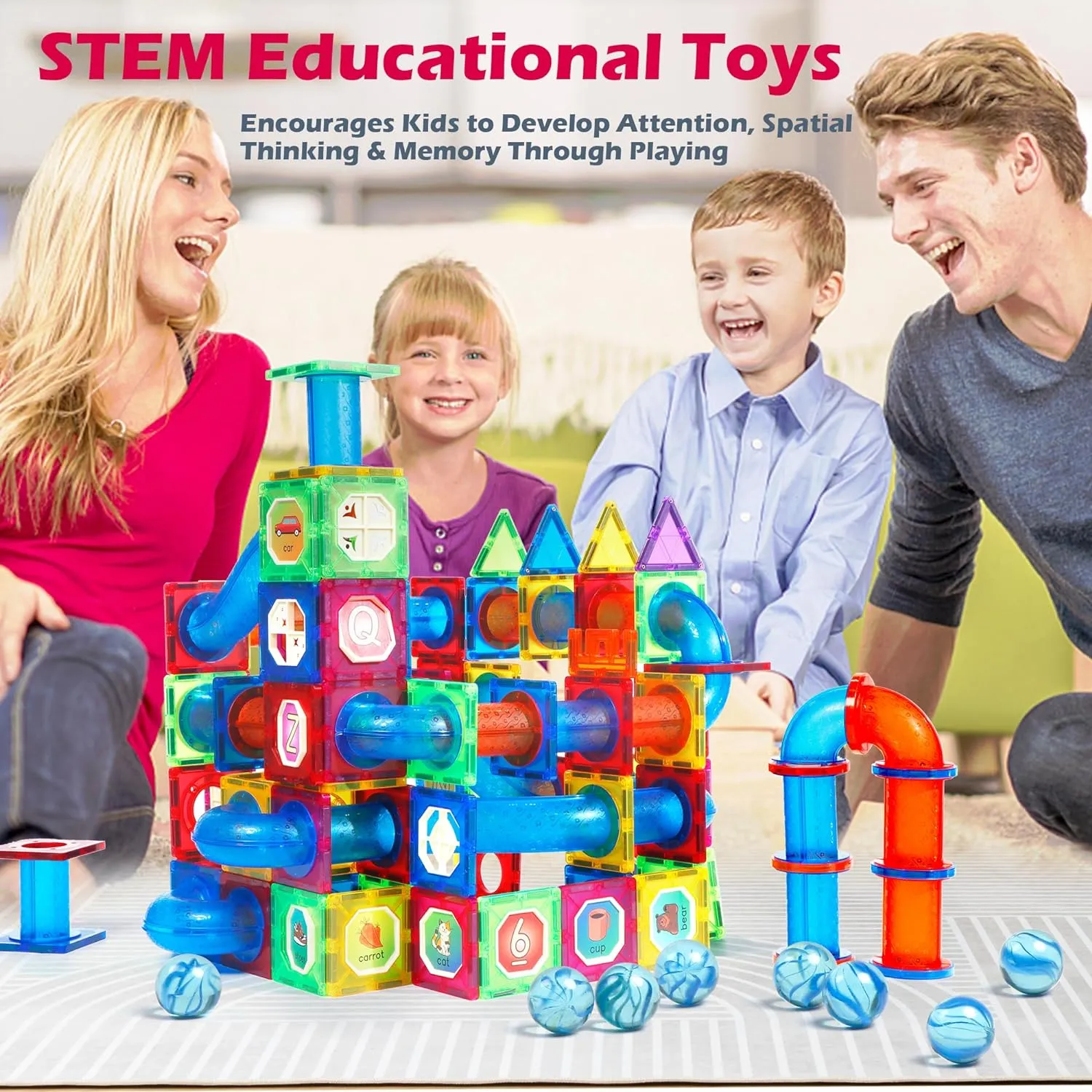 MAGBLOCK Magnetic Tiles 176Pcs Marble Run Children's Educational Toys for Developing Mathmatics and Physics Skills and for Developing Creativity and Imagination Toys for Kids Age 8 9 10  Years Old