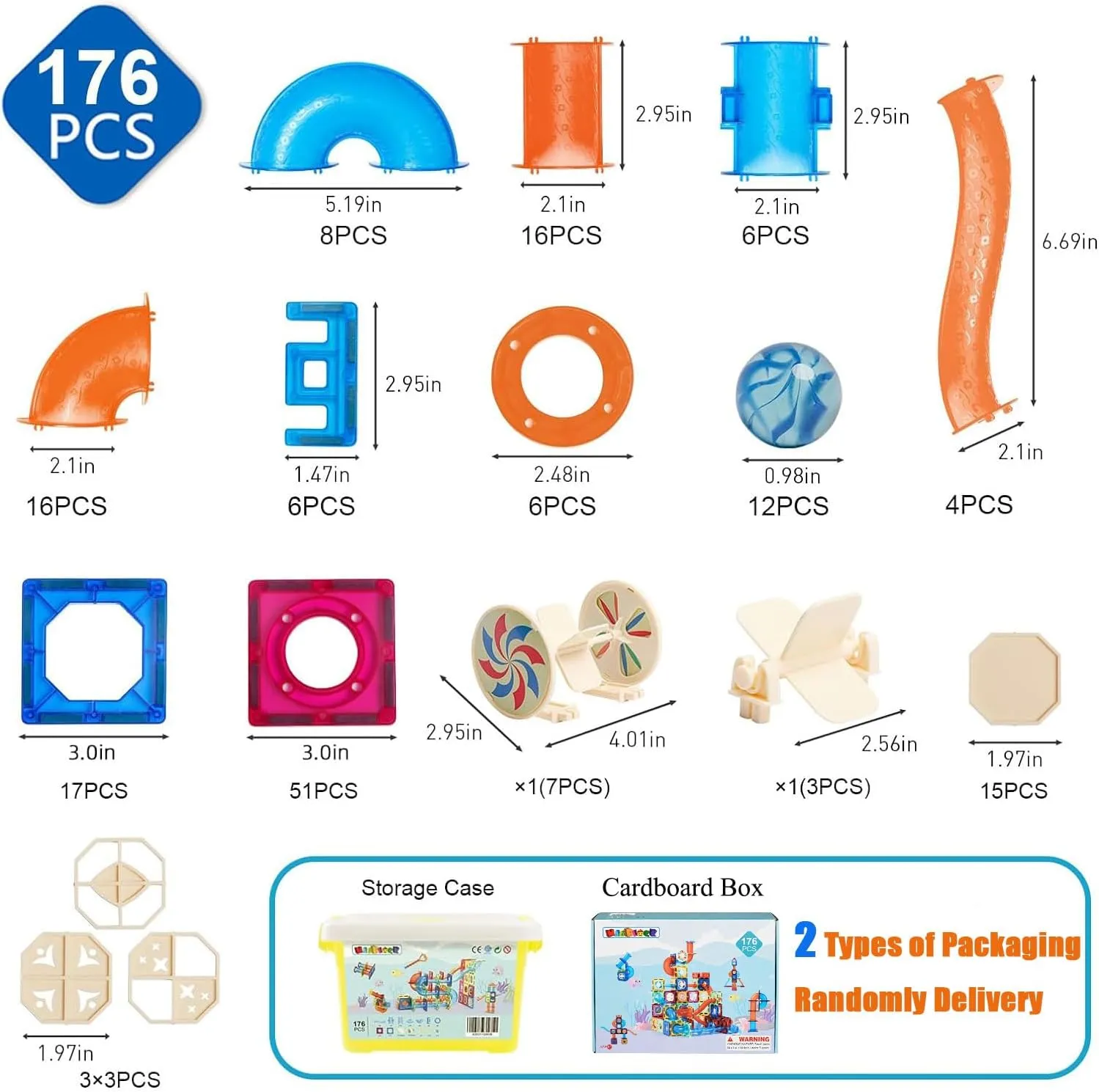 MAGBLOCK Magnetic Tiles 176Pcs Marble Run Children's Educational Toys for Developing Mathmatics and Physics Skills and for Developing Creativity and Imagination Toys for Kids Age 8 9 10  Years Old