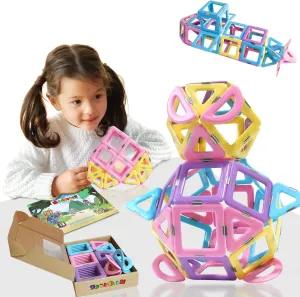 MAGBLOCK Magnetic Tiles Toys for 3 Year Old Girls, Magnet Blocks for Toddler Girl Toys, Magnetic Building Blocks for Kids Birthday Gift Present Set 52 Pieces
