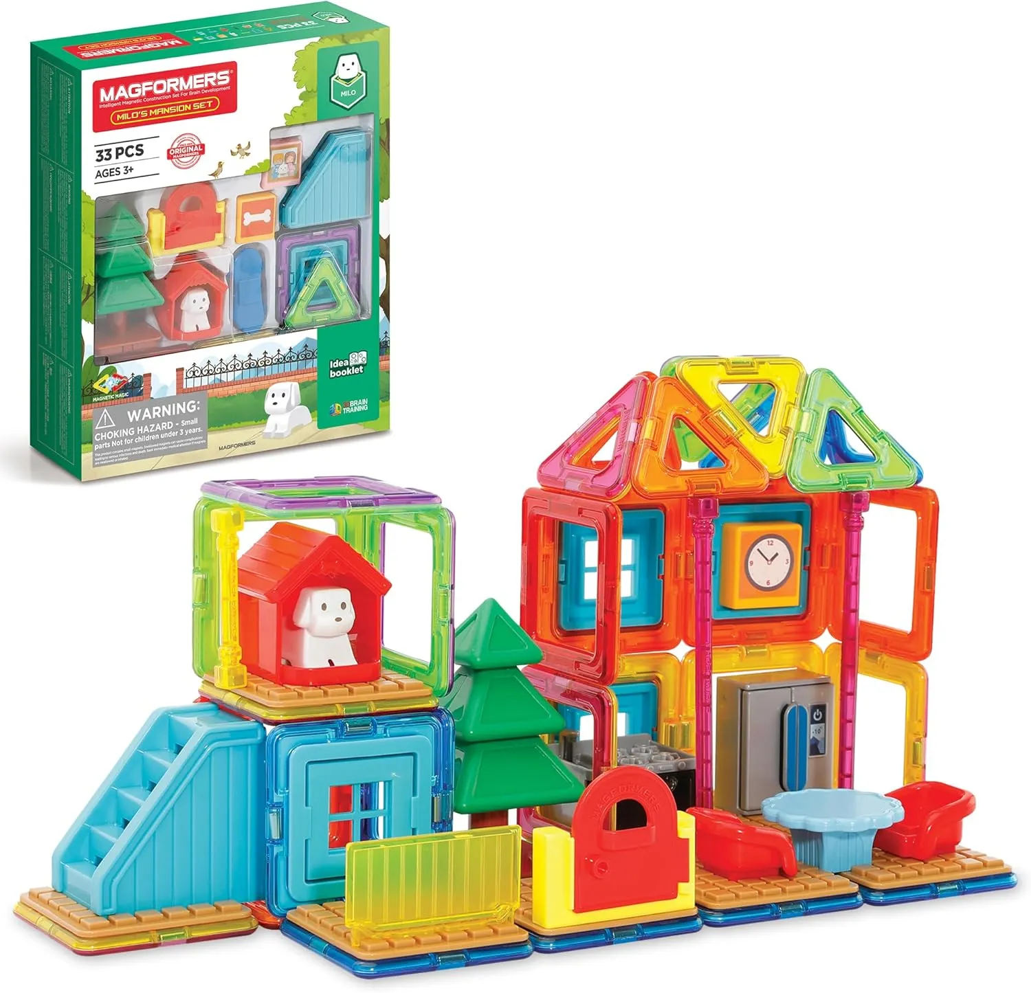 MAGFORMERS Milo's Mansion Set, Rainbow Colors, Educational Magnetic Geometric Shapes Tiles Building STEM Toy Set Ages 3 