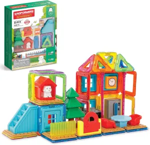 MAGFORMERS Milo's Mansion Set, Rainbow Colors, Educational Magnetic Geometric Shapes Tiles Building STEM Toy Set Ages 3 