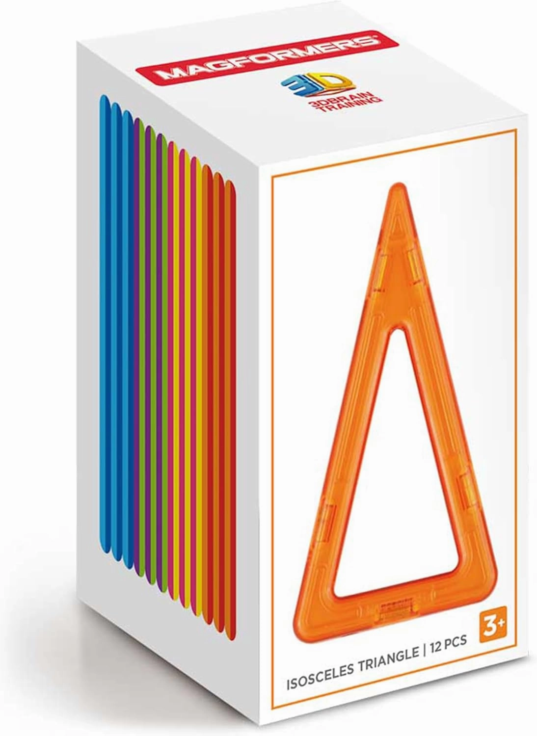MAGFORMERS Isoseles Triangle 12 Pieces Rainbow Colors, Educational Magnetic Geometric Shapes Tiles Building STEM Toy Set Ages 3 