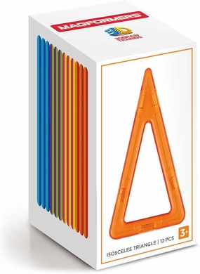 MAGFORMERS Isoseles Triangle 12 Pieces Rainbow Colors, Educational Magnetic Geometric Shapes Tiles Building STEM Toy Set Ages 3 