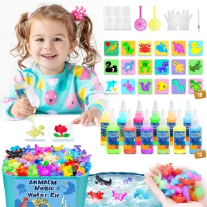 Magic Water Elf Toy Kit, 12 Colors Water Fairy Water Gel Kit, 60ml Water Elf Set with 18 Shape Molds, Handmade Water Toy, Creative Magic Aqua Toys kit, Children's DIY Aqua Marine Life(12 Colors)