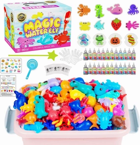 Magic Water Toy Elf Kit, Water Fairy Water Gel Kit with 12 Magic Gels, 12 Shape Molds, Fun Summer Toys Gifts Kids Birthday Party Favors, DIY STEM Aqua Kits Boys Girls Toys for Age 3 (12 Colors)