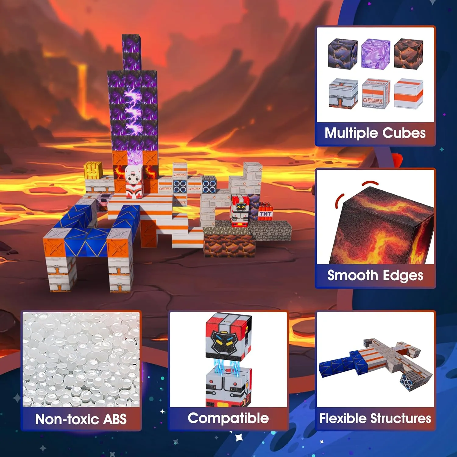 Magnetic Blocks 100PCS Building Blocks Magnet Cube Toys Stacking,STEM Sensory Magnetic Building Blocks for Kids,Magnet Tiles Building Toys for Kids Age 3 4 5 6 7 8 9 10 Birthday