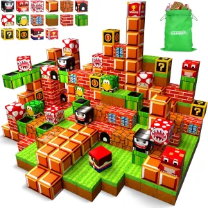Magnetic Blocks, 110Pcs Build 3D Magnet Building Toys World with Magnet Tiles, STEM Kids Sensory Toy, Toy Magnetic Building Set Xmas Gift for Age 3 4 5 6-10 Year Old Boys Girls