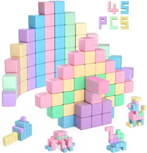Magnetic Blocks, Building Blocks for Toddlers Age 3-5 Magnet Cubes Toys STEM Preschool Education Montessori Autism Toys 4-8 Christmas Birthday Gifts for Kids Ages 3 4 5 6 7  Year Old Boys Girls 45PCS