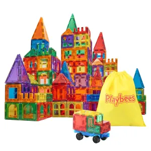 Magnetic Building Tiles 100 Piece Set - Magnet Tiles for Kids Ages 4-8, Building Block Set for Boys and Girls, Toddlers Stem Educational Learning Development Toys